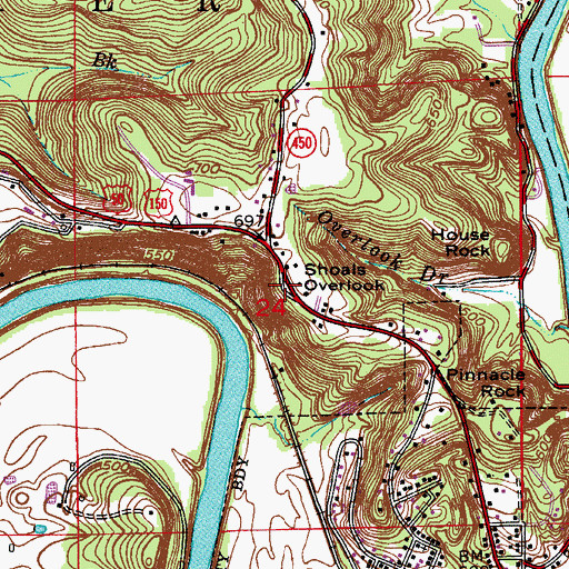 Topographic Map of Shoals Overlook, IN