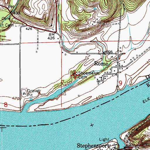 Topographic Map of Shoemaker Cemetery, IN