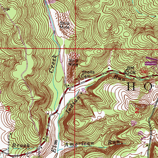 Topographic Map of Sholts Cemetery, IN