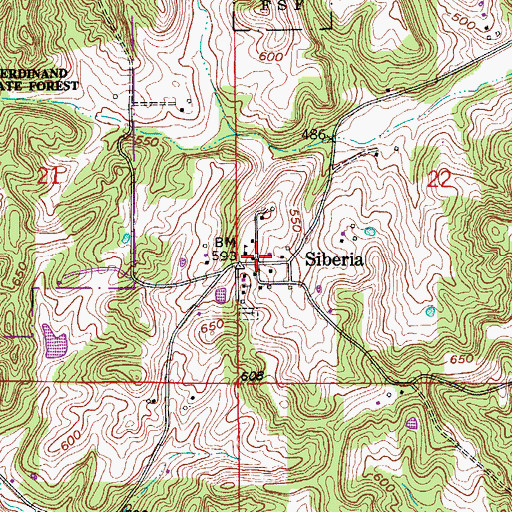 Topographic Map of Siberia, IN