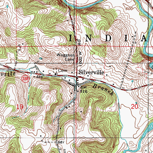 Topographic Map of Silverville, IN