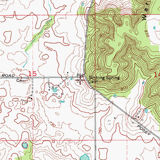 Topographic Map of Sinking Spring Cemetery, IN
