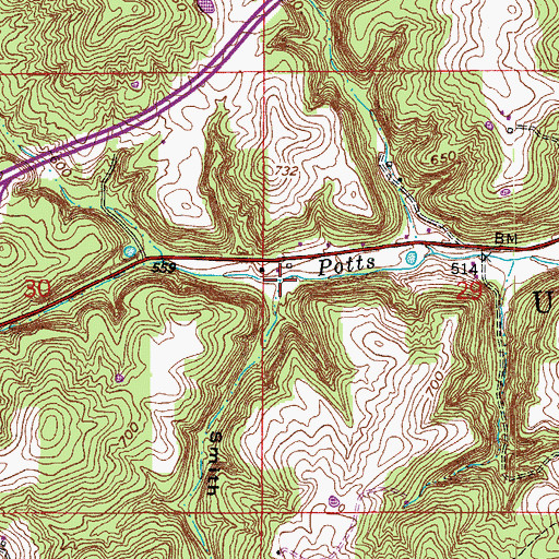 Topographic Map of Smith Hollow, IN
