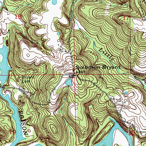 Topographic Map of Solomon Bryant Hill, IN