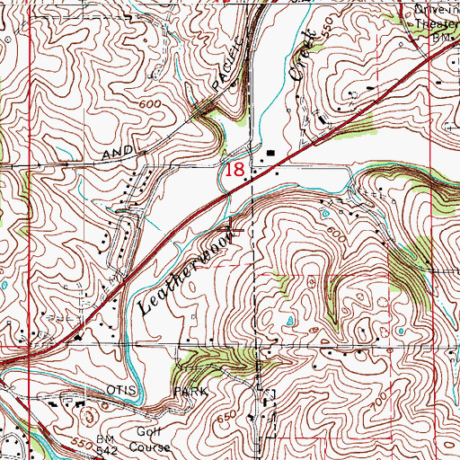 Topographic Map of South Fork Leatherwood Creek, IN
