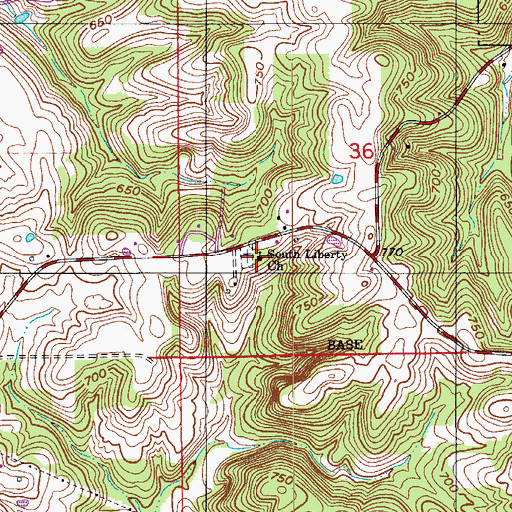 Topographic Map of South Liberty Church, IN