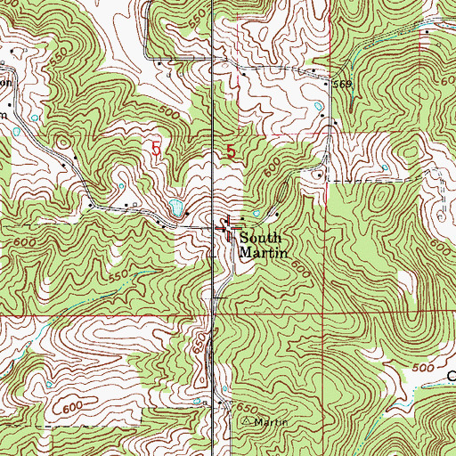 Topographic Map of South Martin, IN