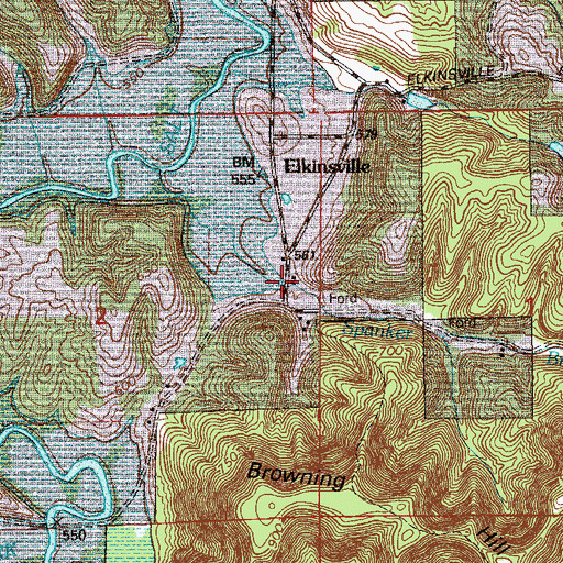 Topographic Map of Spanker Branch, IN