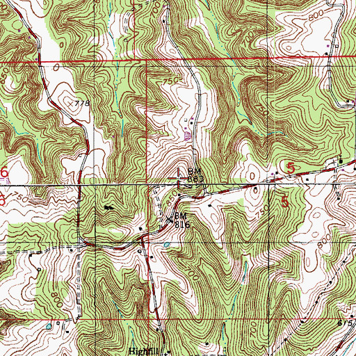 Topographic Map of Spears Lookout Tower, IN