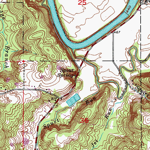 Topographic Map of Spout Spring, IN