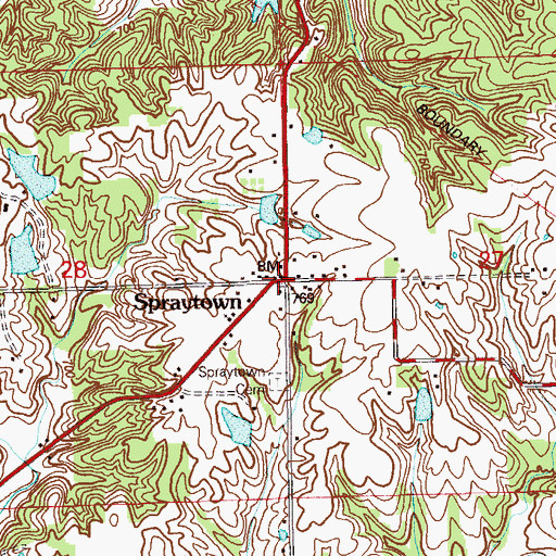 Topographic Map of Spraytown, IN