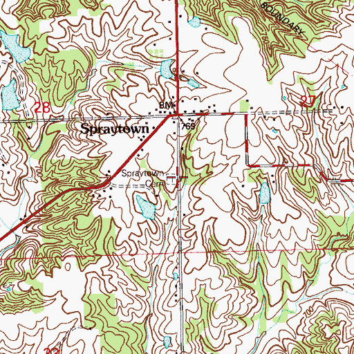 Topographic Map of Spraytown Cemetery, IN