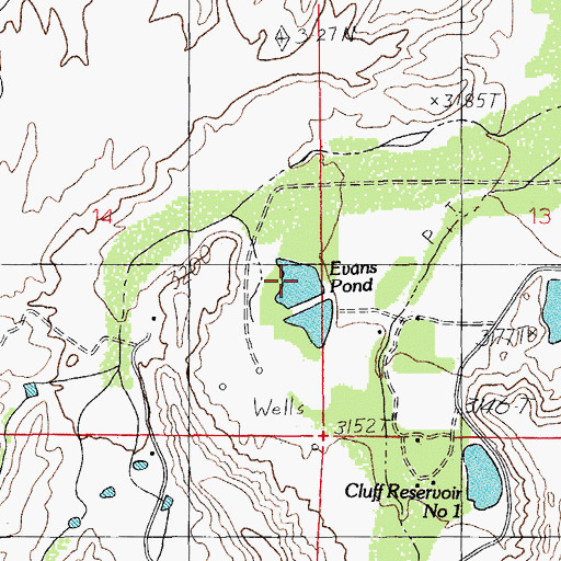 Topographic Map of Evans Pond, AZ