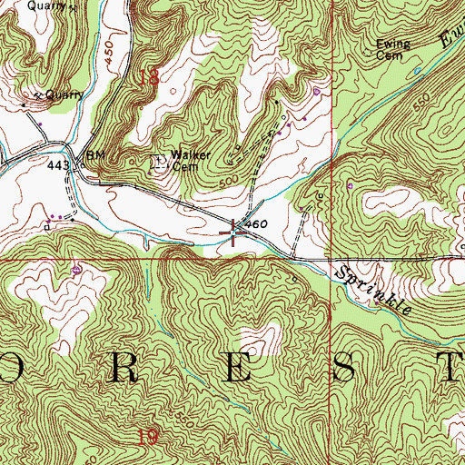 Topographic Map of Sprinkle Creek, IN