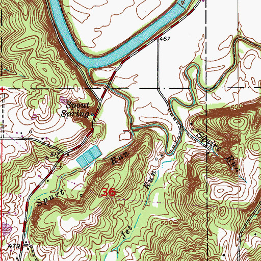 Topographic Map of Spurt Run, IN