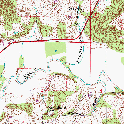 Topographic Map of Stapleton Run, IN