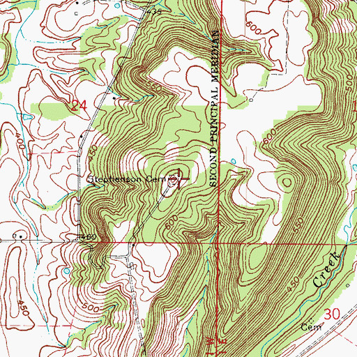 Topographic Map of Stephenson Cemetery, IN