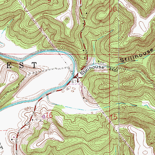 Topographic Map of Stillhouse Hollow, IN