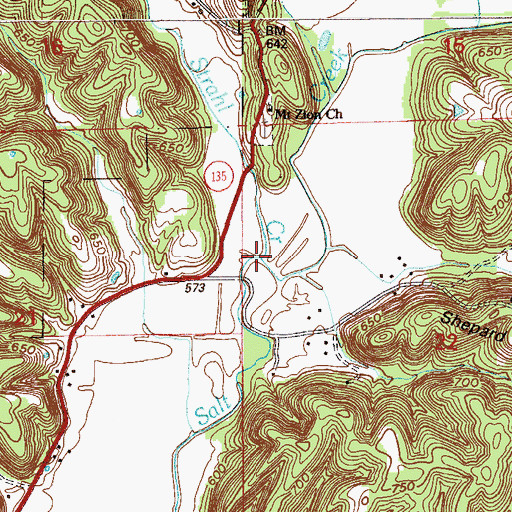 Topographic Map of Strahl Creek, IN