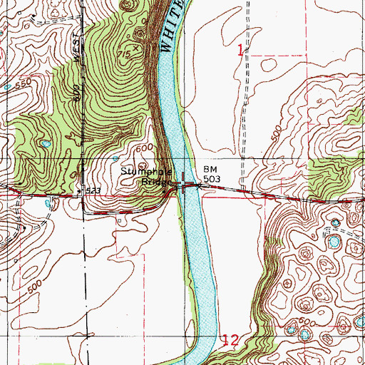 Topographic Map of Stumphole Bridge, IN