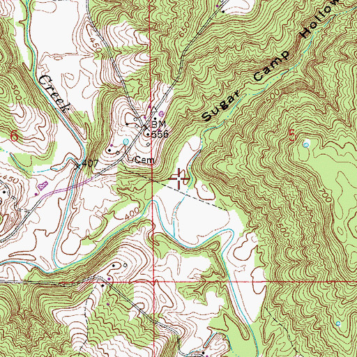 Topographic Map of Sugar Camp Hollow, IN