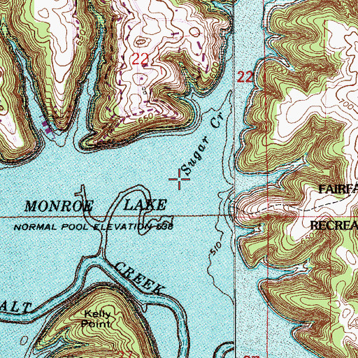 Topographic Map of Sugar Creek, IN