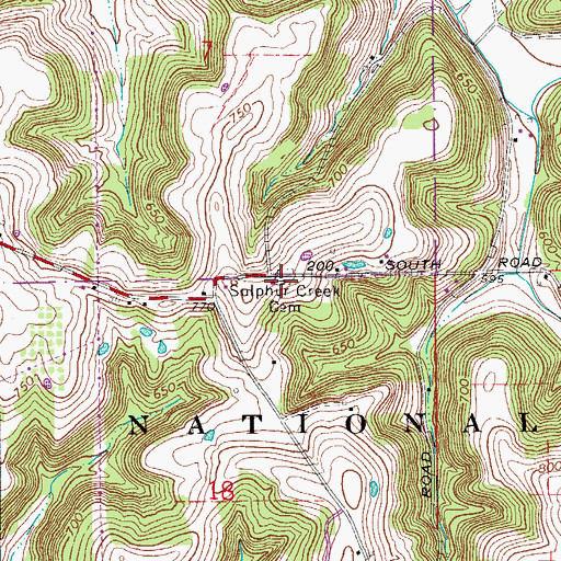 Topographic Map of Sulphur Creek Cemetery, IN
