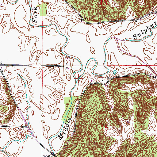 Topographic Map of Sulphur Fork Creek, IN