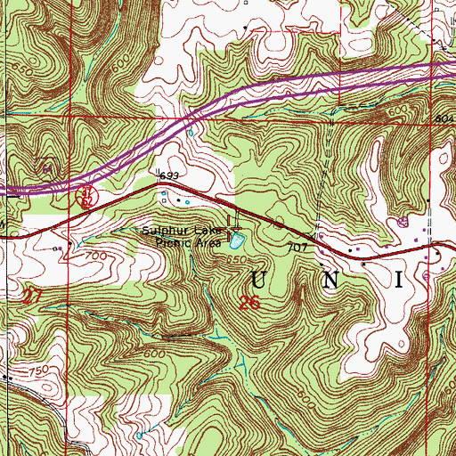 Topographic Map of Sulphur Lake Picinic Area, IN