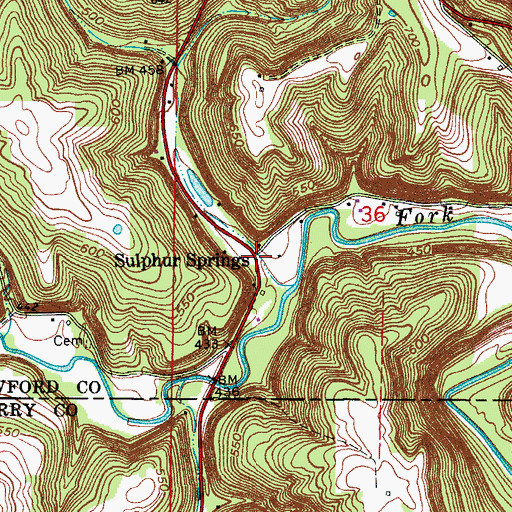 Topographic Map of Sulphur Springs, IN