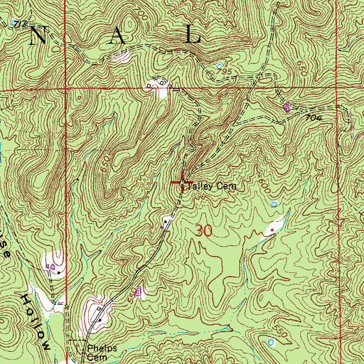 Topographic Map of Talley Cemetery, IN