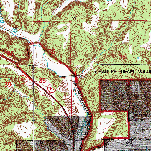 Topographic Map of Tanyard Branch, IN
