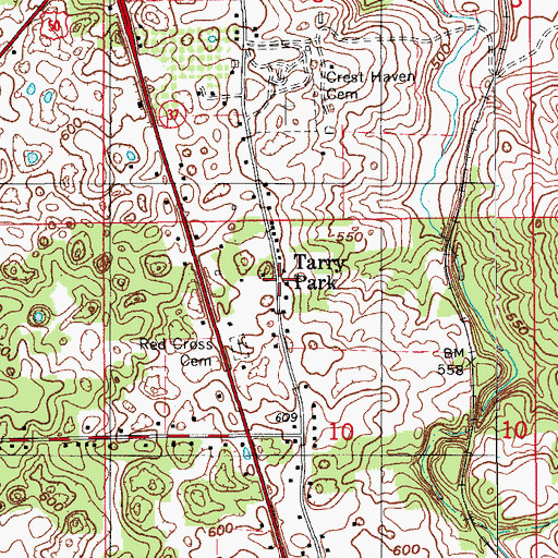 Topographic Map of Tarry Park, IN
