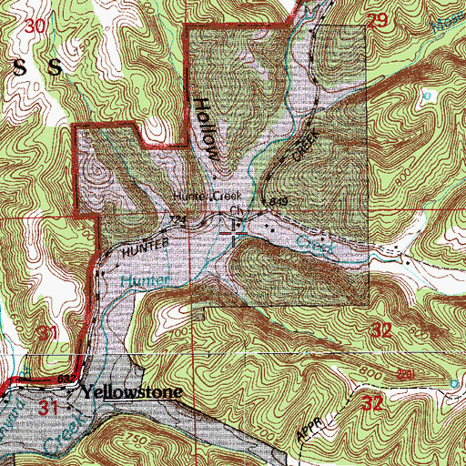 Topographic Map of Taylor Branch, IN