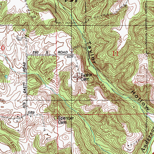 Topographic Map of Taylor Cemetery, IN