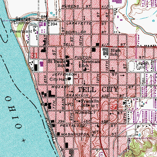 Topographic Map of Tell City, IN