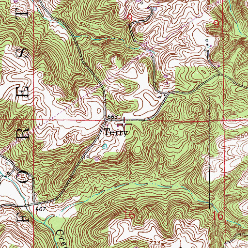 Topographic Map of Terry, IN