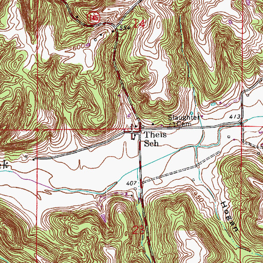 Topographic Map of Theis School, IN
