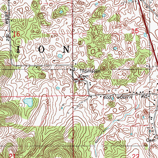 Topographic Map of Thomason Cemetery, IN