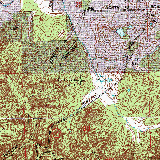 Topographic Map of Thompson Cemetery, IN