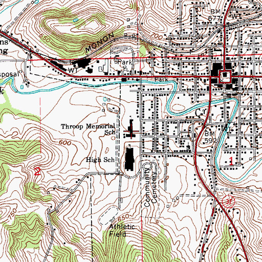 Topographic Map of Throop Elementary School Number 1, IN