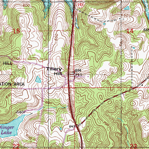 Topographic Map of Tillery Hill, IN