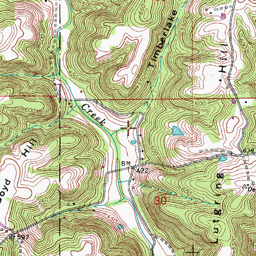 Topographic Map of Timberlake Hollow, IN