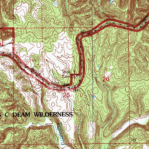 Topographic Map of Todd Cemetery, IN