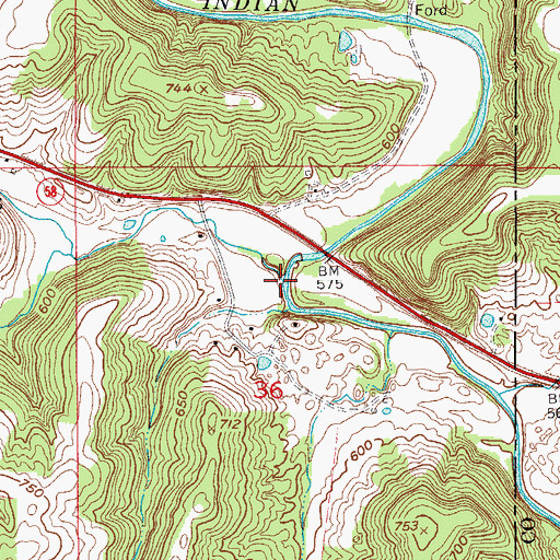 Topographic Map of Town Branch, IN