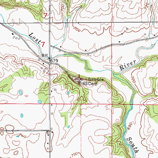 Topographic Map of Trimble Cemetery, IN