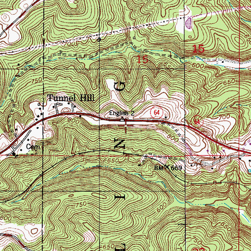 Topographic Map of Tunnel Hill, IN