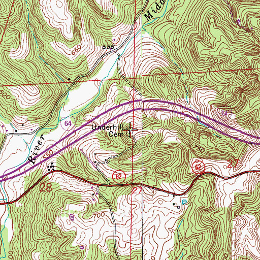 Topographic Map of Underhill Cemetery, IN