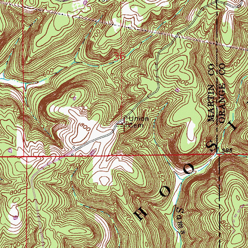 Topographic Map of Union Cemetery, IN