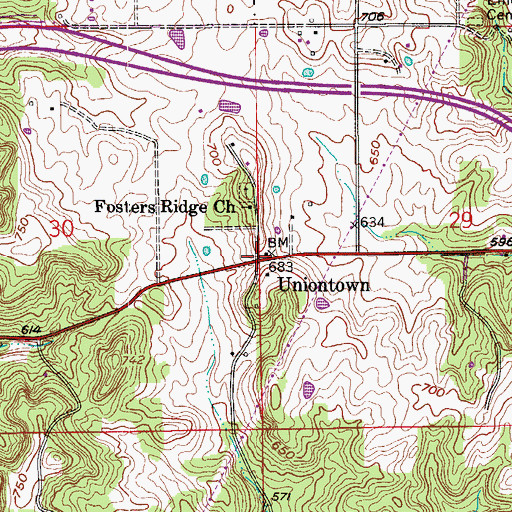 Topographic Map of Uniontown, IN
